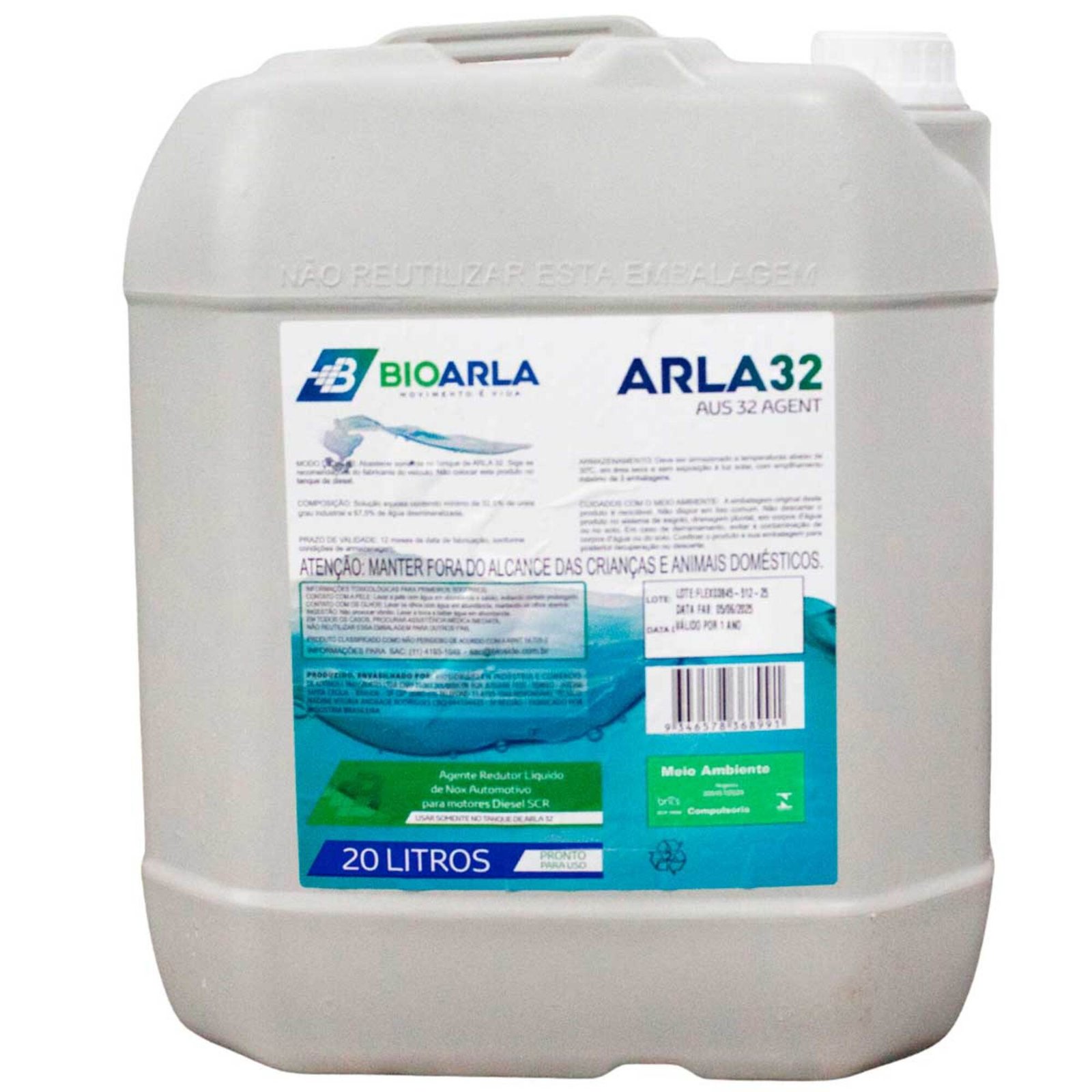 Arla 32 Tzk Soluções: galão de 20 litros para motores diesel com sistema SCR