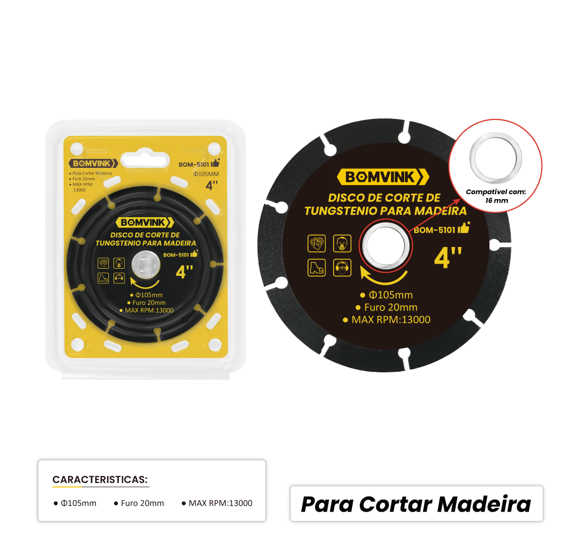 Disco de corte de tungstênio para madeira