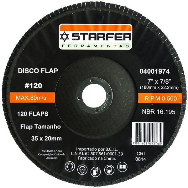 Disco Flap 7 polegadas Starfer para desbaste e acabamento